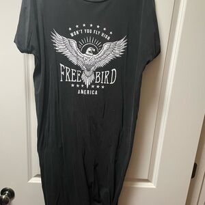 Black Free Bird Graphic T-Shirt Dress